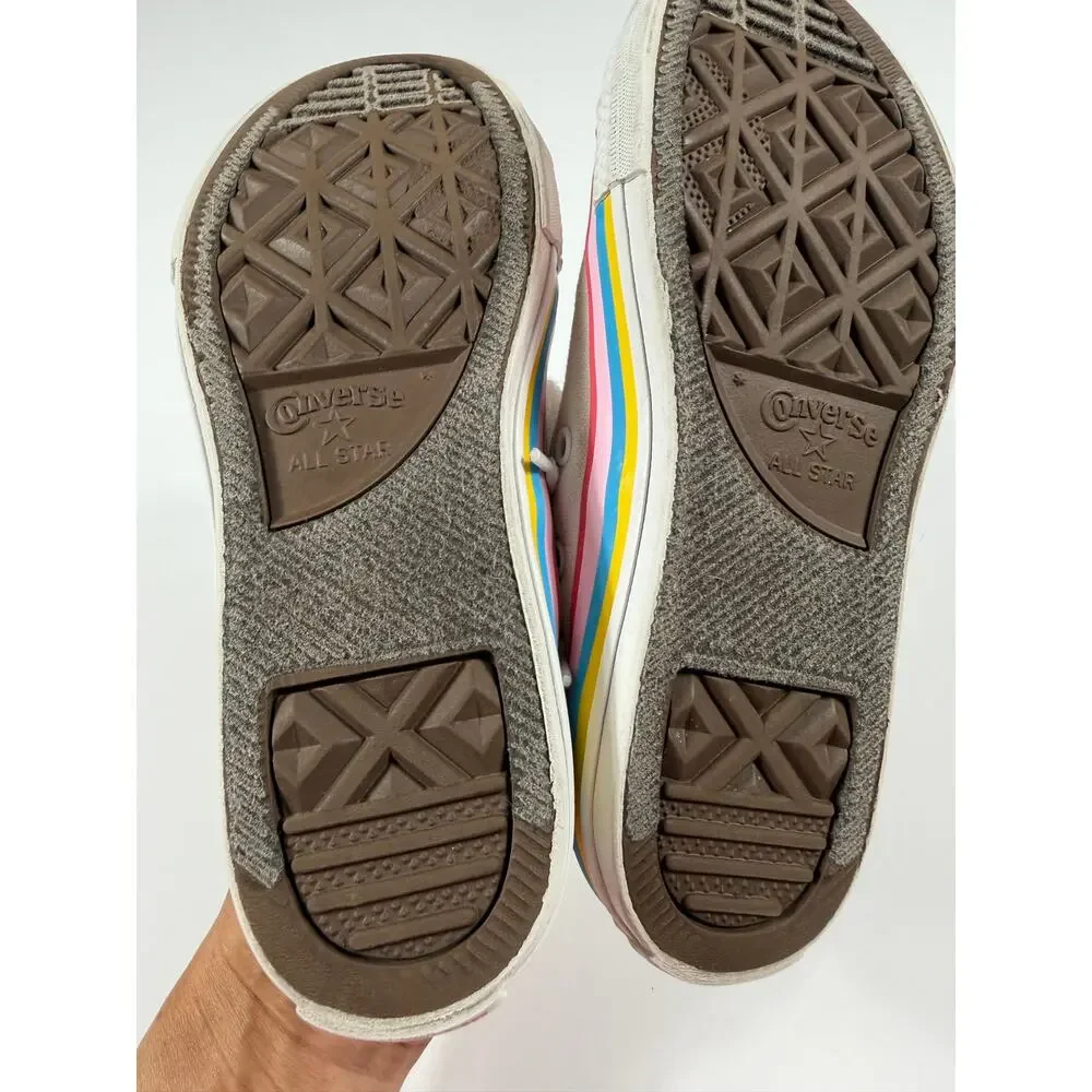 Converse Chuck Taylor All Star Ox Rainbow Stripe White Sneakers Girls Size 1
